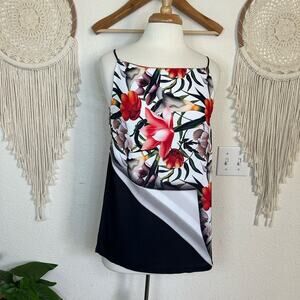 Clover canyon floral art to wear split side tunic tank top medium